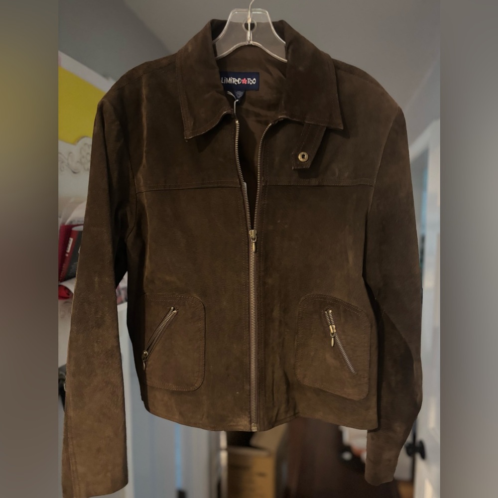 Limited Too Brown Suede Bomber Jacket - adult XS / Youth Lg